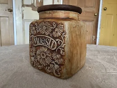 Vintage Quantock Hand Made Pottery Muesli Storage Jar • £15