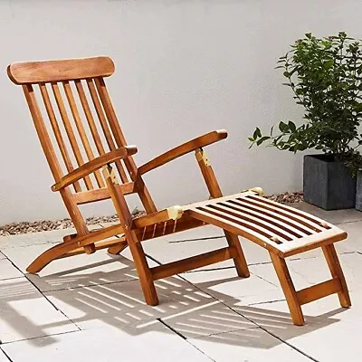 Sun Lounger Reclining / Folding Steamer Chair With Footrest • £126