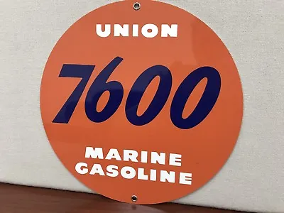 Union 7600 Marine Gasoline Garage Round Metal  Sign • $20