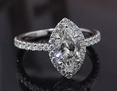 2Ct Marquise Cut VVS1 Moissanite Side Stone Engagement Ring 10K Solid White Gold • $686.40