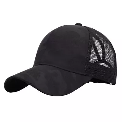 Messy Bun Baseball Cap With Ponytail Hole Mesh Back Camouflage For   Hat • £6.83