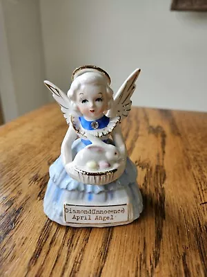 Vintage Art Porcelain APRIL Birthday Diamond Angel Beautiful  • $29.50