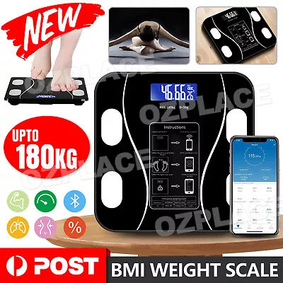 Bathroom Weight Scales Digital Wireless Backlit Body Fat Bluetooth BMI Smart AU • $16.95