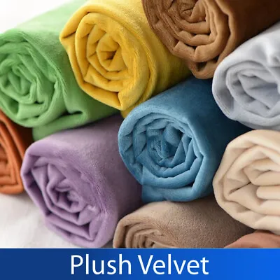 Upholstery Plush Velvet Fabric Soft Feel Cushion Sofa Curtain Material 50cm Wide • £0.99