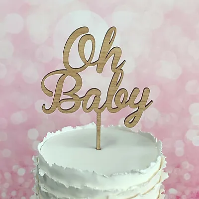Oh Baby Cake Topper Wooden. Baby Shower Gender Reveal Party.  • $23.50