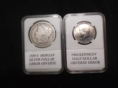 2 Die Mint Error Coins 1966 SMS Kennedy Half Dollar 1889 0 Morgan Silver Dollar • $21.50