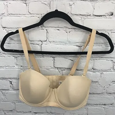 Wacoal Bra Womens 32DD Balconette Strapless Underwired Red Carpet Beige 854119 • $15.99