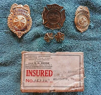$209.96 • Buy 1910s-1930s Clarendon Arlington VA Virginia Fire Department Badges CAPTAIN CHIEF