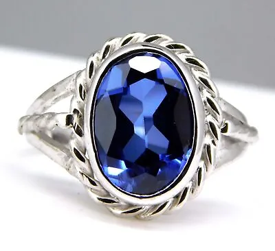 5.39 Gm 925 Sterling Silver Heated Blue Sapphire Statement Ring US 9 For Men • $39.99