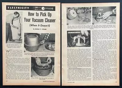 Vacuum Cleaner Servicing 1961 Vintage HowTo INFO Eureka Canister & Electrikbroom • $10.89