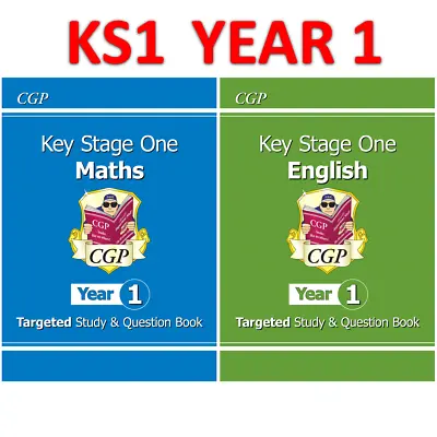 KS1 Year 1 Maths English Targeted Study Question Book With Answer Ages 5-6 Cgp • £13.99