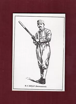 MIKE KING KELLY Boston Reds PL | Reprint 1890 Harpers Weekly Woodcut TCMA 1973 • $12.50