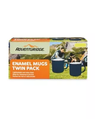 Enamel Mugs Twin Pack Family Outdoor Camping Travel Tin Metal Cups *Freepost* • £10