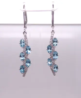 Beautiful Santa Maria AQ/ Diamond Lever Back Earring • $616