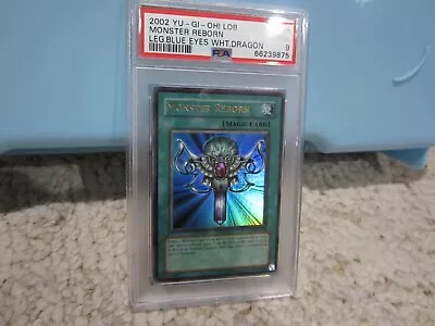 2002 YuGiOh Legend Blue Eyes Dragon MONSTER REBORN LOB-118 Ultra Rare PSA 9 • $75