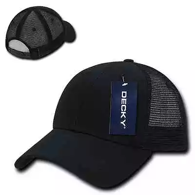 Black Solid Blank Plain Mesh Cotton Golf Low Crown Curved Baseball Ball Cap Hat • $16.95