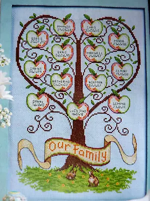 8577]X Stitch Chart-Family Tree Heart Shaped Apples Hares • £1.60