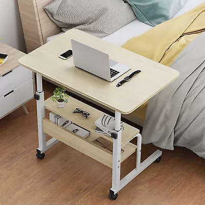 Mobile Stand Up Desk Adjustable Laptop Desk With Wheels Home Computer Table  • $51.47