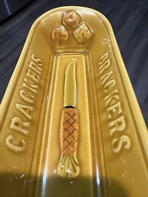 Los Angeles Potteries Vintage Cracker Tray Holder Yellow Gold Party USA 12 Inch • $14