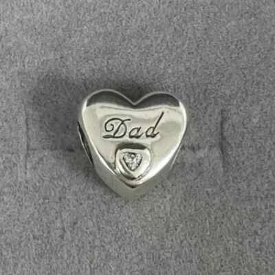 $25 • Buy Pandora Charm Dad Love Heart Sterling Silver Bead 796458CZ