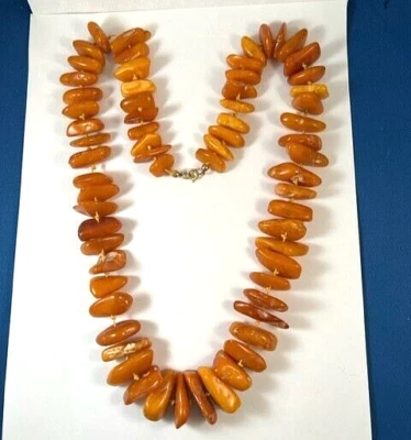 $62 • Buy Vintage Natural Raw Honey Baltic Large Nugget 31  Necklace. Knotted.