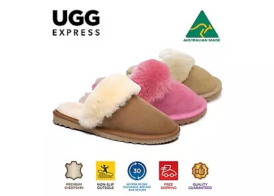 $45 • Buy UGG Slippers Women 100% Australian Made Sheepskin Wool Nonslip Scuff Slippers