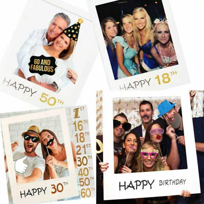 £3.69 • Buy 18th 21st 30th 40/50th Happy Birthday Party Paper Photo Booth Props Frame Decor