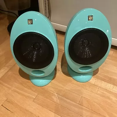 2 KEF Egg KHT Surround Sound Speakers With Stands In Porsche Mint Green • £125