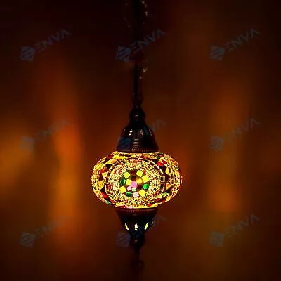 Turkish Moroccan Mosaic Ceiling Hanging Pendant Light Fixture Lamp - Free Bulb • $77.99