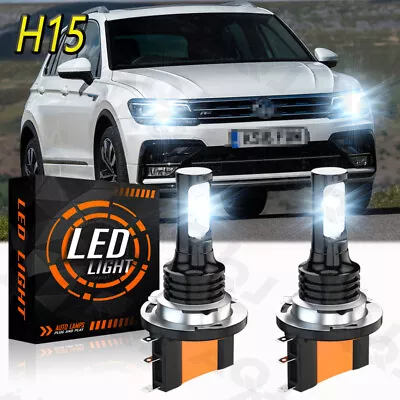 Bevinsee 2X H15 LED Headlight Bulbs High Beam White For VW For Tiguan 2012-2017 • $21.59