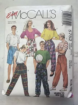 Vintage 90’s McCalls Pattern 5753 COMPLETE Size 42 44 Mens Womens Pants Shorts • $3.60