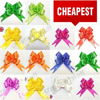 £2.89 • Buy 50 LARGE 30mm Ribbon Bow Assorted Color Easy Pull Flower Ribbon Party Gift Wrap
