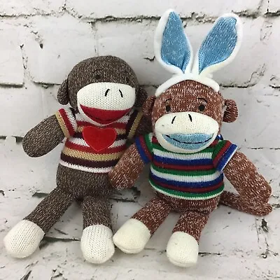 $12 • Buy Dan Dee Official Sock Monkey Plush Lot Of 2 Soft Dolls Valentines Day Easter Toy