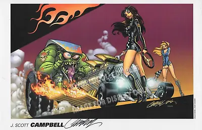 J Scott Campbell ~ Hot Wheels Danger Girl Race Art Print ~ Signed Vf 11x17 • $39.99