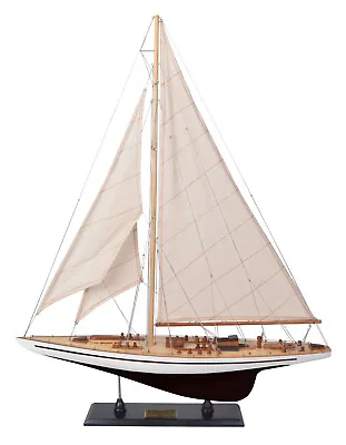 $274 • Buy Endeavour Black & White Yacht Wood Model 24  Americas Cup J Class Sailboat New
