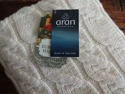 ARAN MOR Irish 100% MERINO WOOL Soft CREAM Cable KNIT THROW BLANKET • $79.99