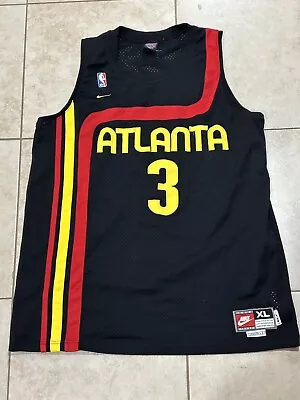 Vintage Nike NBA Shareef Abdur-Rahim #3 Atlanta Hawks Black Jersey Size XL • $29.99