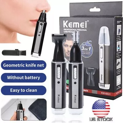 Kemei 3 IN 1 Nose Hair Trimmer Electric Ear Eyebrow Beard Shaver Grooming Kit US • $10.99