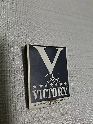 1940 Ohio Match Co WW2 V FOR VICTORY Authentic Vintage Matchbook (Full Book!)   • $5