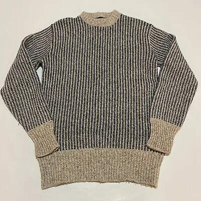 Vintage LL Bean Mens Norwegian Birdseye Wool Blend Fisherman Knit Sweater Large • $64.95