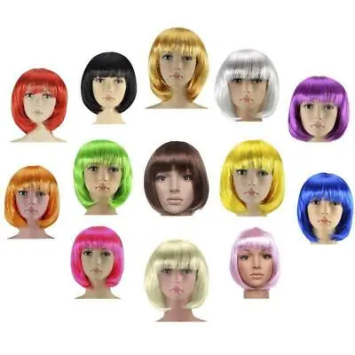 Short Bob Wig Fancy Dress Cosplay Womens Ladies Wigs Pop Party Costume • £4.99