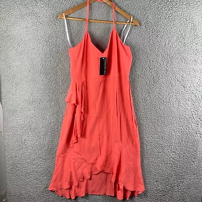 $31.95 • Buy NEW Forever New Womens Dress 14 Pink Hem Wrap Short Sleeveless V Neck Strap Line