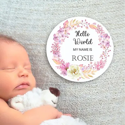 New Baby Hello World My Name Is Plaque My Name Is Baby Announcement • £7.45