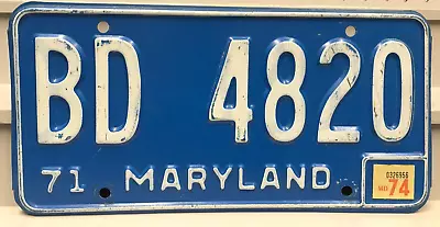 1971 1974 Maryland License Plate BD 4820 • $19