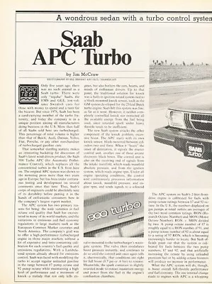 1982 SAAB APC Turbo 900 Original Car Review Report Print Article J913 • $6.84