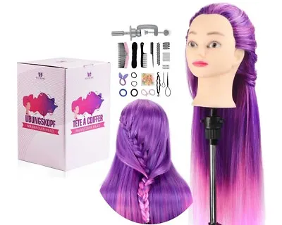 28'' Training Head Salon Long Hairdressing Hair Practice Mannequin Doll Purple • £14