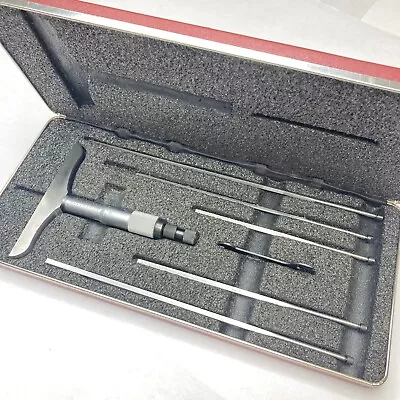 STARRETT 449BZ-6R Depth Micrometer Set 0-6  Range 4  Base .001  Grad W/Case • $219.95