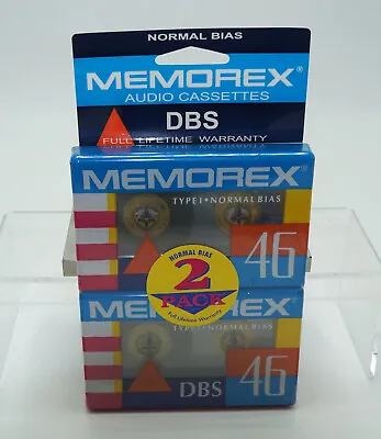 Vintage Memorex DBS 46 Type I Normal Bias New Audio Cassette 2-Pack • $6.95