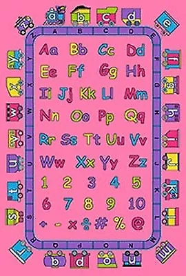 Kids Children School Classroom Abc Fun Pink 5' X 7' Large Educational Gel Rug • $59.99