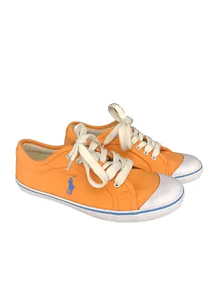 Ralph Lauren Polo - Womens Orange Canvas Sneakers - Flat - Size 7 • $19.99